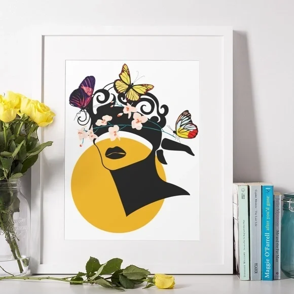 Modern Wall Art Print Butterfly Girl Unframed - Picture 2 of 12